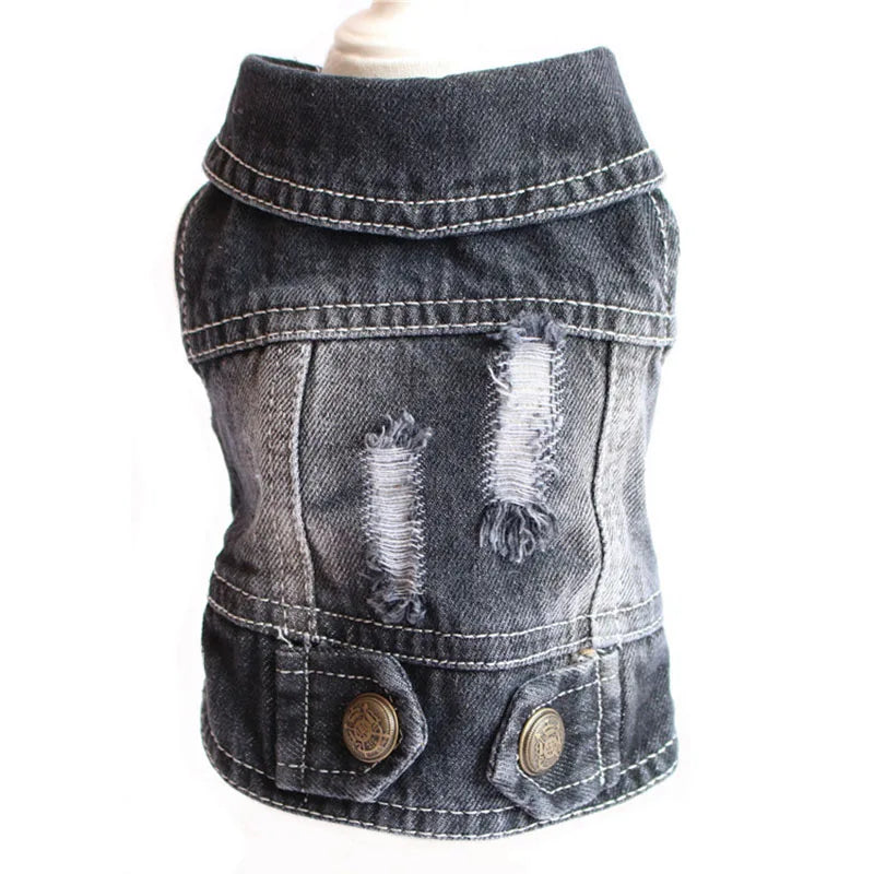 Stylish Cowboy Dog Jacket Spring Denim Dog Clothes Vest Puppy Clothing for Dogs Chihuahua Yorkies Casual Jeans Pet Coat Costumes