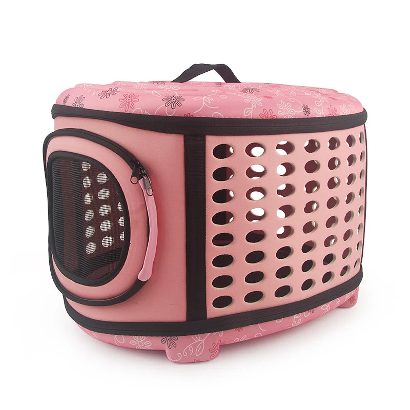 Travel Pet Bag Cat Flower Carriers Bags Breathable Pink Folding Small Dog Outdoor Shoulder Bag Folding Cats Carrying - Play Paws Toys