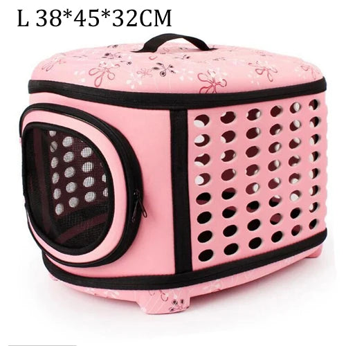 Travel Pet Bag Cat Flower Carriers Bags Breathable Pink Folding Small Dog Outdoor Shoulder Bag Folding Cats Carrying - Play Paws Toys