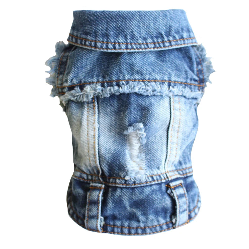 Stylish Cowboy Dog Jacket Spring Denim Dog Clothes Vest Puppy Clothing for Dogs Chihuahua Yorkies Casual Jeans Pet Coat Costumes