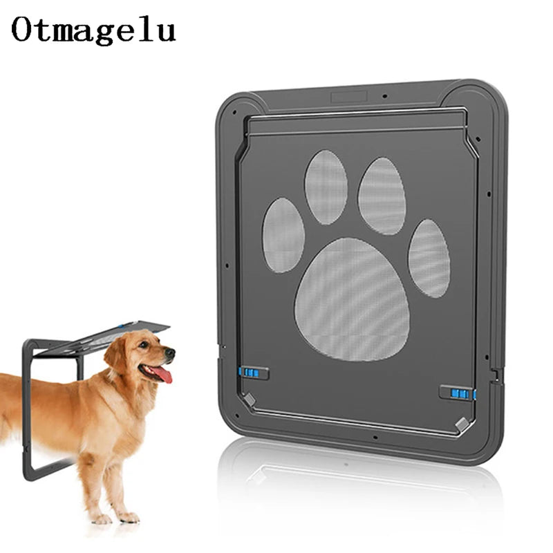 4-Way Lockable Plastic Pet Big Dog Cat Door for Screen Window Safety Flap Gates Pet Tunnel Dog Fence Free Access Door for Home - Play Paws Toys