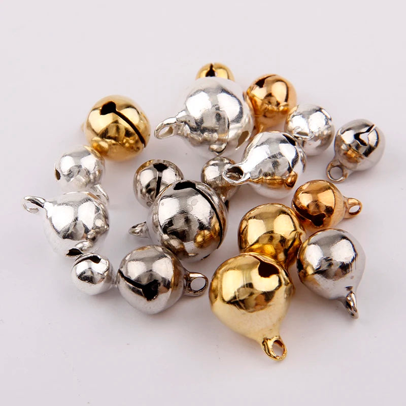 Silver Gold Nickel Copper Jingle Bells Pendants Hanging Christmas Ornaments Christmas Decorations Party DIY Crafts Accessories
