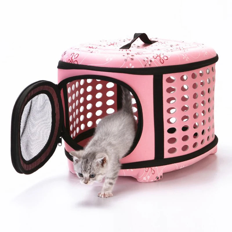 Travel Pet Bag Cat Flower Carriers Bags Breathable Pink Folding Small Dog Outdoor Shoulder Bag Folding Cats Carrying - Play Paws Toys