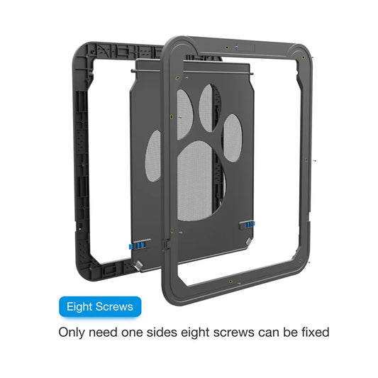 4-Way Lockable Plastic Pet Big Dog Cat Door for Screen Window Safety Flap Gates Pet Tunnel Dog Fence Free Access Door for Home - Play Paws Toys