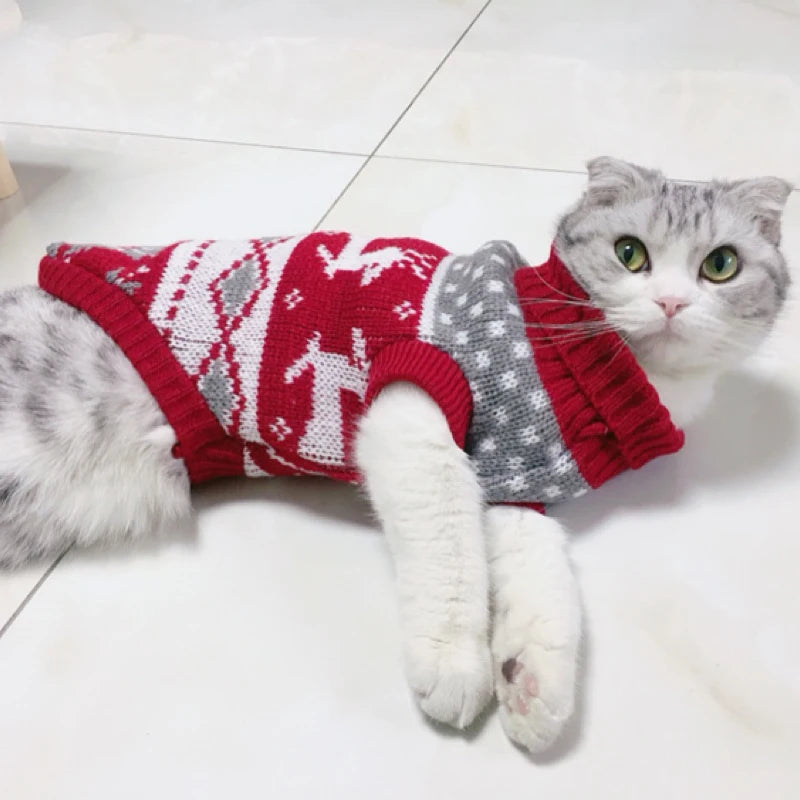 Christmas Cat Sweater Winter Warm Pet Costume for Cats Kedi katten Sphynx Clothing Mascotas Clothes for Dog Animals ropa de gato - Play Paws Toys