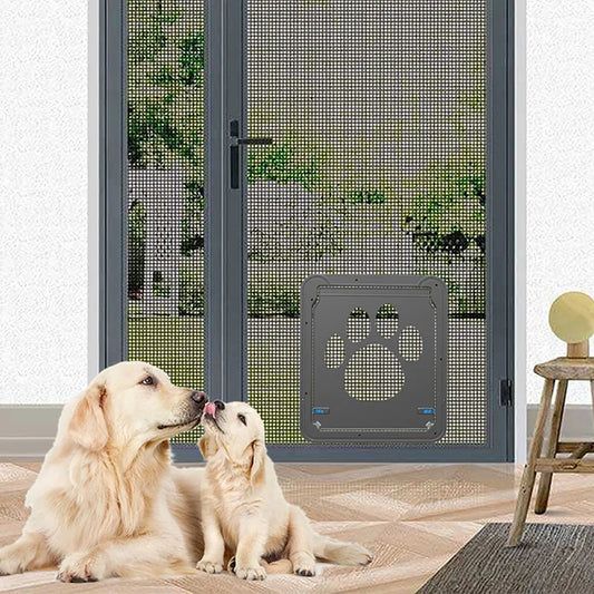 4-Way Lockable Plastic Pet Big Dog Cat Door for Screen Window Safety Flap Gates Pet Tunnel Dog Fence Free Access Door for Home - Play Paws Toys