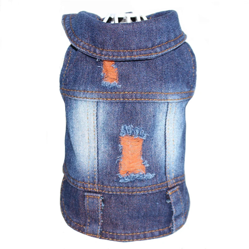 Stylish Cowboy Dog Jacket Spring Denim Dog Clothes Vest Puppy Clothing for Dogs Chihuahua Yorkies Casual Jeans Pet Coat Costumes