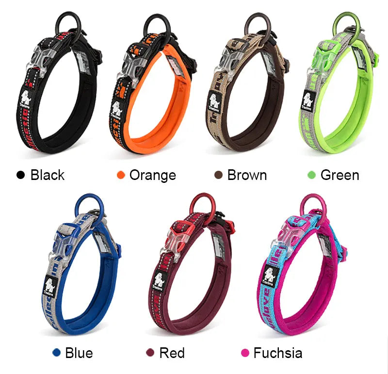 Truelove Embroider Neoprene Pet Dog Collar Nylon Adjustable Dog Collars For Big Small Dogs Running Reflective Chihuahua Bitpulls