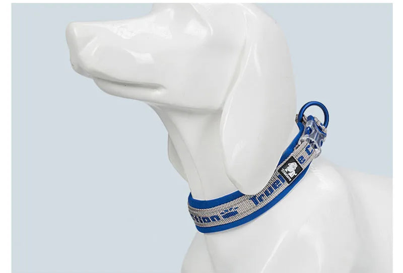 Truelove Embroider Neoprene Pet Dog Collar Nylon Adjustable Dog Collars For Big Small Dogs Running Reflective Chihuahua Bitpulls