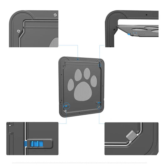 4-Way Lockable Plastic Pet Big Dog Cat Door for Screen Window Safety Flap Gates Pet Tunnel Dog Fence Free Access Door for Home - Play Paws Toys