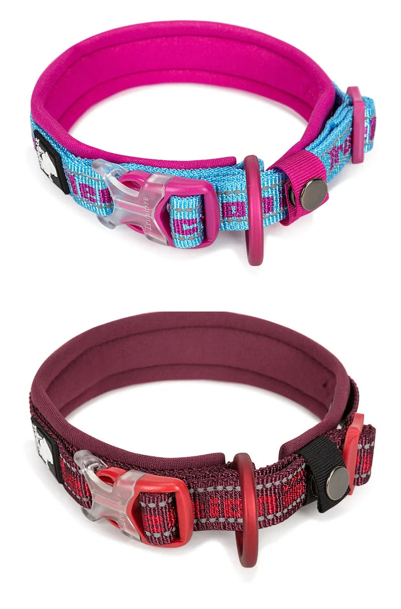 Truelove Embroider Neoprene Pet Dog Collar Nylon Adjustable Dog Collars For Big Small Dogs Running Reflective Chihuahua Bitpulls