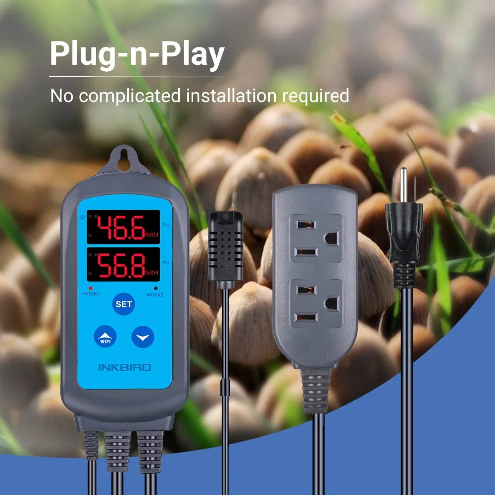 INKBIRD IHC-200 & 200 WiFi EU Socket&Plug Digital Humidity Controller for Household Humidifying and Dehumidifying for Free APP