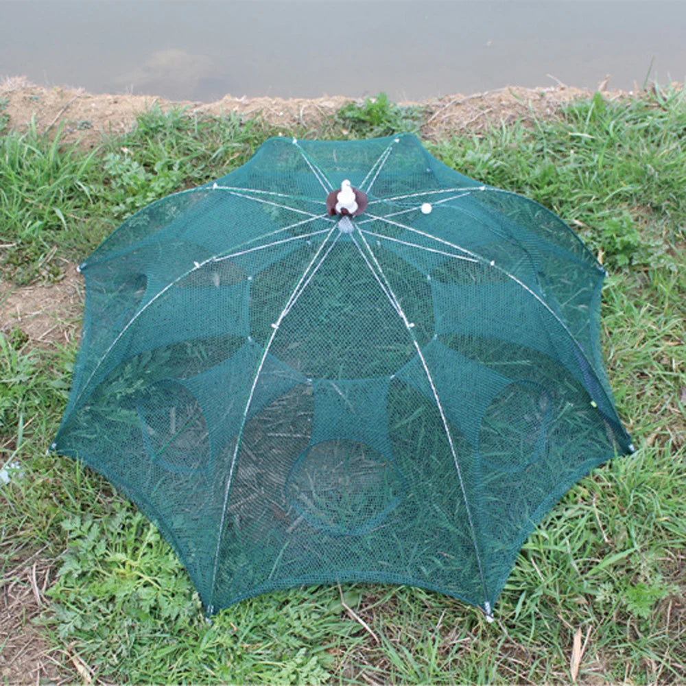 High Strength 4-28 Holes Automatic Hand Fishing Net Shrimp Cage Fish Trap Cast Nets Cast Fold Crab Fishing Network Outdoor Net