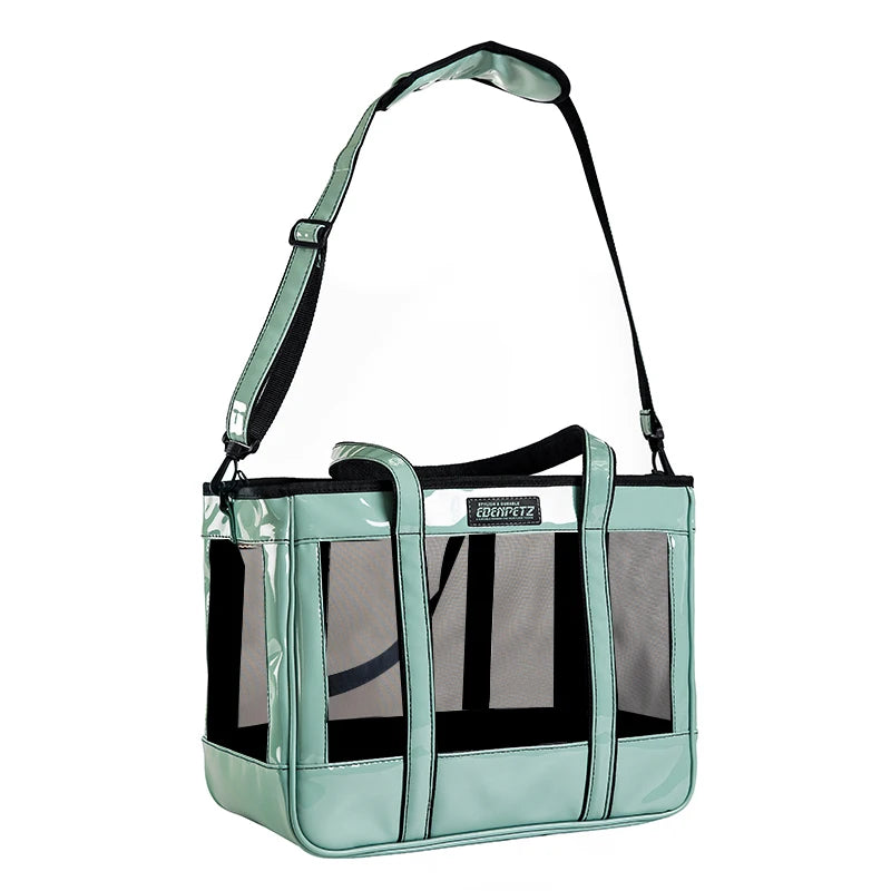 EDENPETZ Breathable Pet Dog Cat Carrier Mesh Leather Fashion Large Travel Puppy Kitty Carry Bag Shoulder Handbag - Play Paws Toys