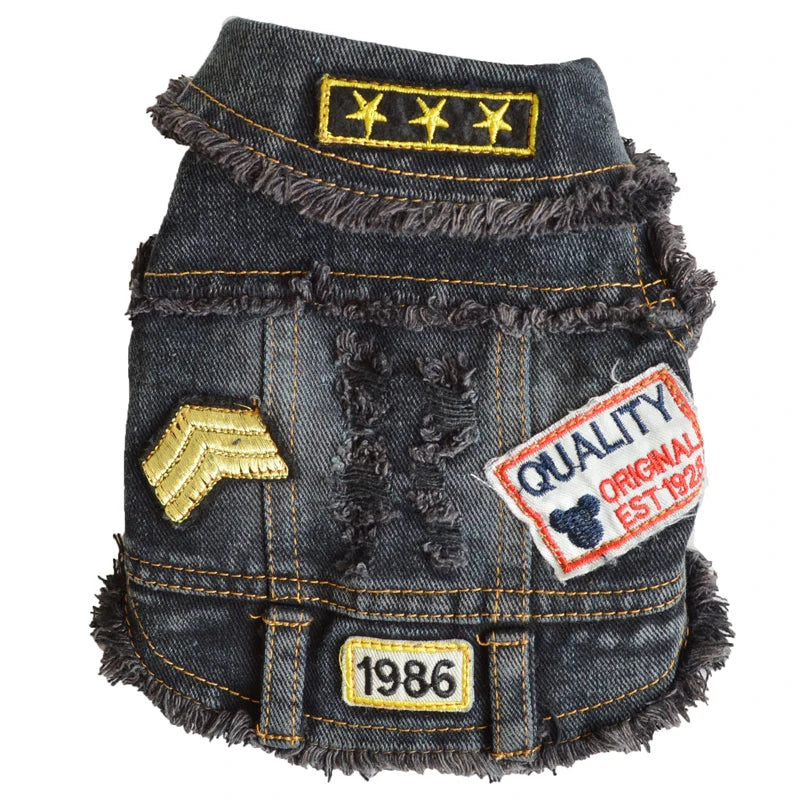 Stylish Cowboy Dog Jacket Spring Denim Dog Clothes Vest Puppy Clothing for Dogs Chihuahua Yorkies Casual Jeans Pet Coat Costumes