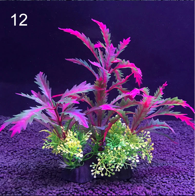 Artificial Aquarium Decor Plants Water Plastic Ornament Aquatic Plant Fish Tank Grass Decoration Accessories 14cm 12 Kinds