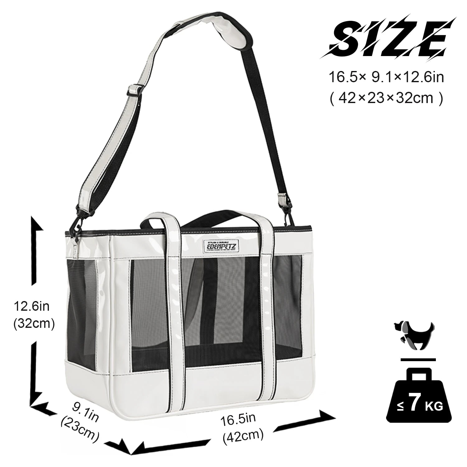 EDENPETZ Breathable Pet Dog Cat Carrier Mesh Leather Fashion Large Travel Puppy Kitty Carry Bag Shoulder Handbag - Play Paws Toys