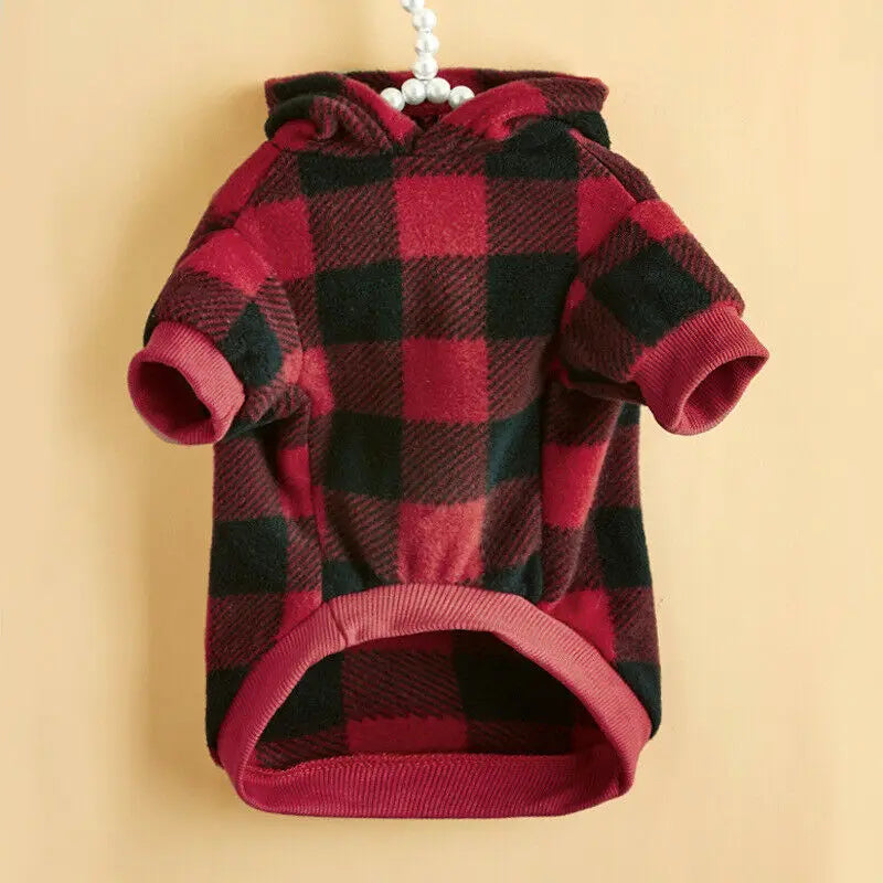 Plaid Winter Warm Pet Dog Cat Clothes Hoodies Sweater Clothing Puppy Coat Jacket Cute Puppy Outfit Pet Jacket Coat Clothing - Play Paws Toys