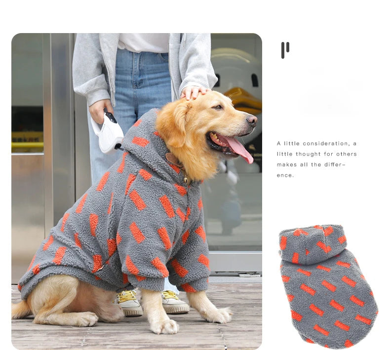 HOOPET 3XL-7XL Winter Thick Big Dog Clothes Lambs Wool Jacket for Medium Large Dogs Windproof Coat Pet Accessories