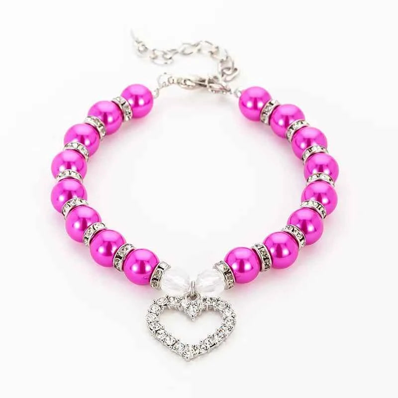 Rhinestone Pet Collar Puppy Dog Cat Imitation Pearl Necklace Pet Accessories Lovely Fashion Pets Dogs Cats Collar