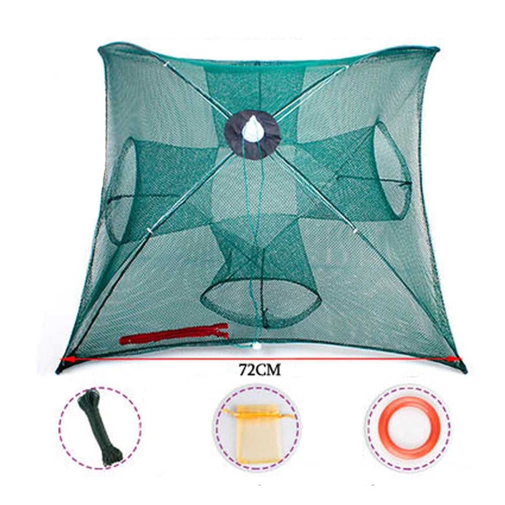 High Strength 4-28 Holes Automatic Hand Fishing Net Shrimp Cage Fish Trap Cast Nets Cast Fold Crab Fishing Network Outdoor Net