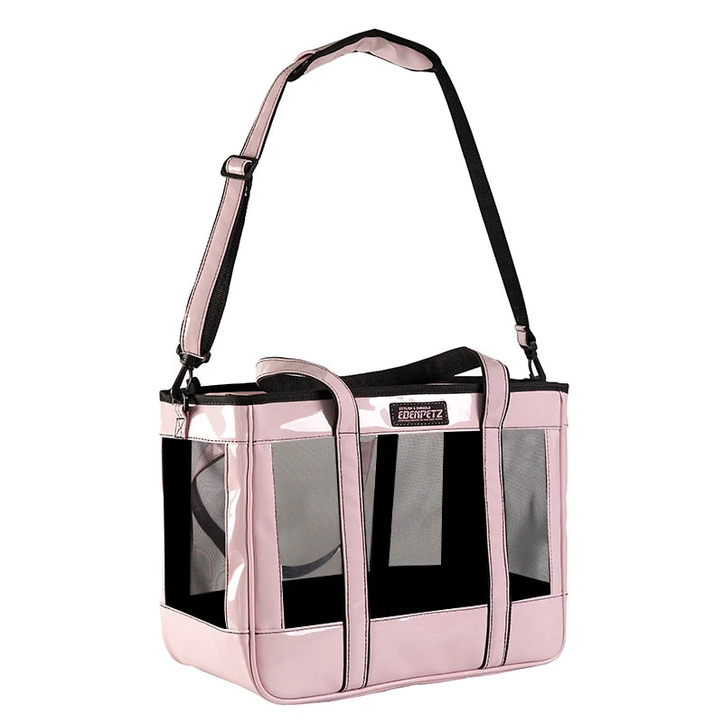 EDENPETZ Breathable Pet Dog Cat Carrier Mesh Leather Fashion Large Travel Puppy Kitty Carry Bag Shoulder Handbag - Play Paws Toys