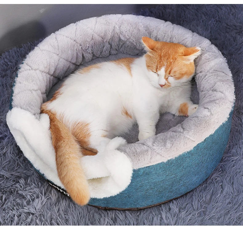 HOOPET Cat Bed House Soft Plush Kennel Puppy Cushion Small Dogs Cats Nest Winter Warm Sleeping Pet Dog Bed Pet Mat Supplies - Play Paws Toys