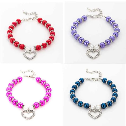 Rhinestone Pet Collar Puppy Dog Cat Imitation Pearl Necklace Pet Accessories Lovely Fashion Pets Dogs Cats Collar