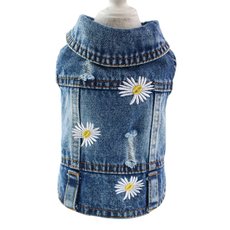 Stylish Cowboy Dog Jacket Spring Denim Dog Clothes Vest Puppy Clothing for Dogs Chihuahua Yorkies Casual Jeans Pet Coat Costumes