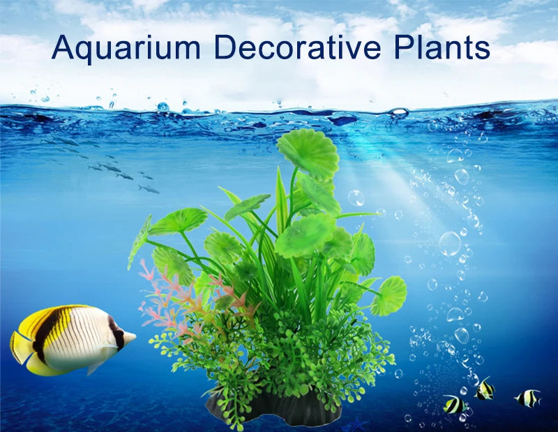 Artificial Aquarium Decor Plants Water Plastic Ornament Aquatic Plant Fish Tank Grass Decoration Accessories 14cm 12 Kinds
