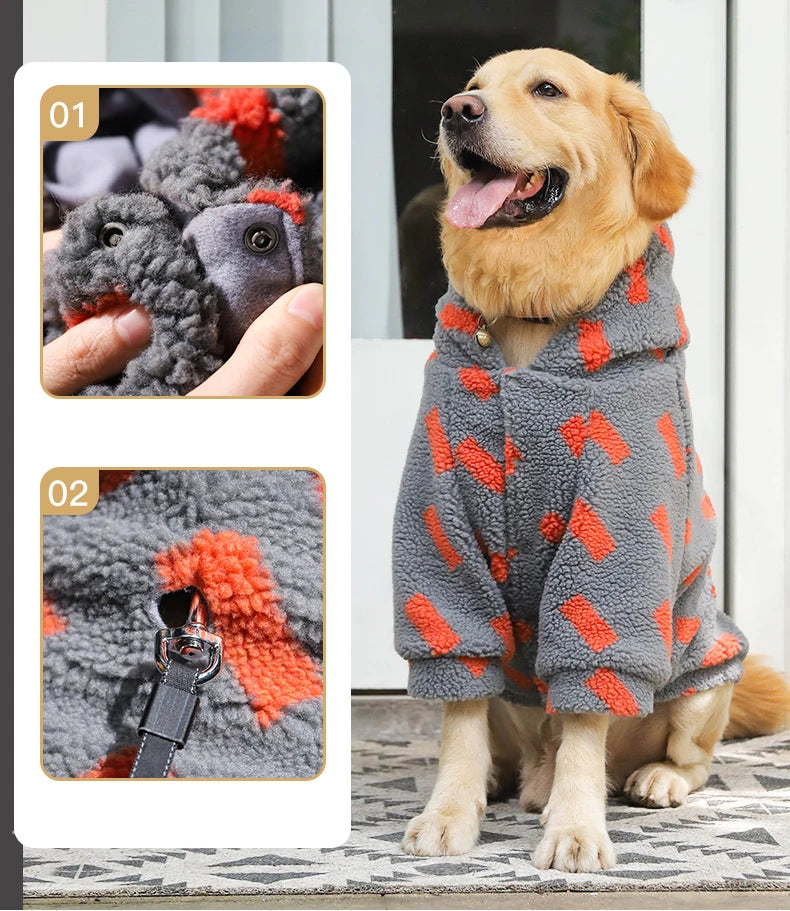 HOOPET 3XL-7XL Winter Thick Big Dog Clothes Lambs Wool Jacket for Medium Large Dogs Windproof Coat Pet Accessories