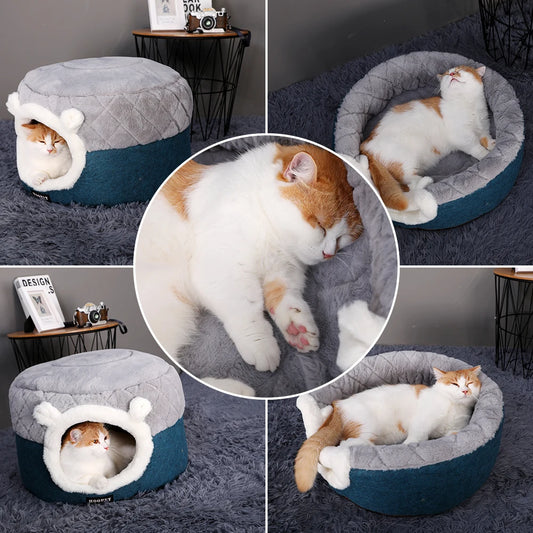 HOOPET Cat Bed House Soft Plush Kennel Puppy Cushion Small Dogs Cats Nest Winter Warm Sleeping Pet Dog Bed Pet Mat Supplies - Play Paws Toys