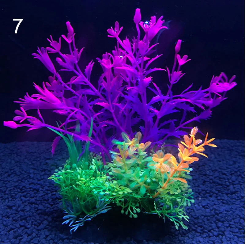 Artificial Aquarium Decor Plants Water Plastic Ornament Aquatic Plant Fish Tank Grass Decoration Accessories 14cm 12 Kinds