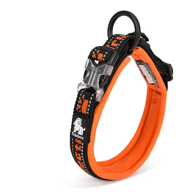 Truelove Embroider Neoprene Pet Dog Collar Nylon Adjustable Dog Collars For Big Small Dogs Running Reflective Chihuahua Bitpulls