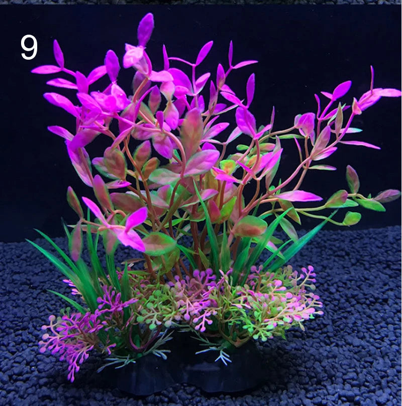 Artificial Aquarium Decor Plants Water Plastic Ornament Aquatic Plant Fish Tank Grass Decoration Accessories 14cm 12 Kinds