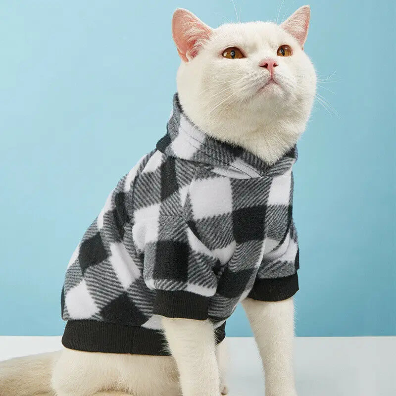 Plaid Winter Warm Pet Dog Cat Clothes Hoodies Sweater Clothing Puppy Coat Jacket Cute Puppy Outfit Pet Jacket Coat Clothing - Play Paws Toys