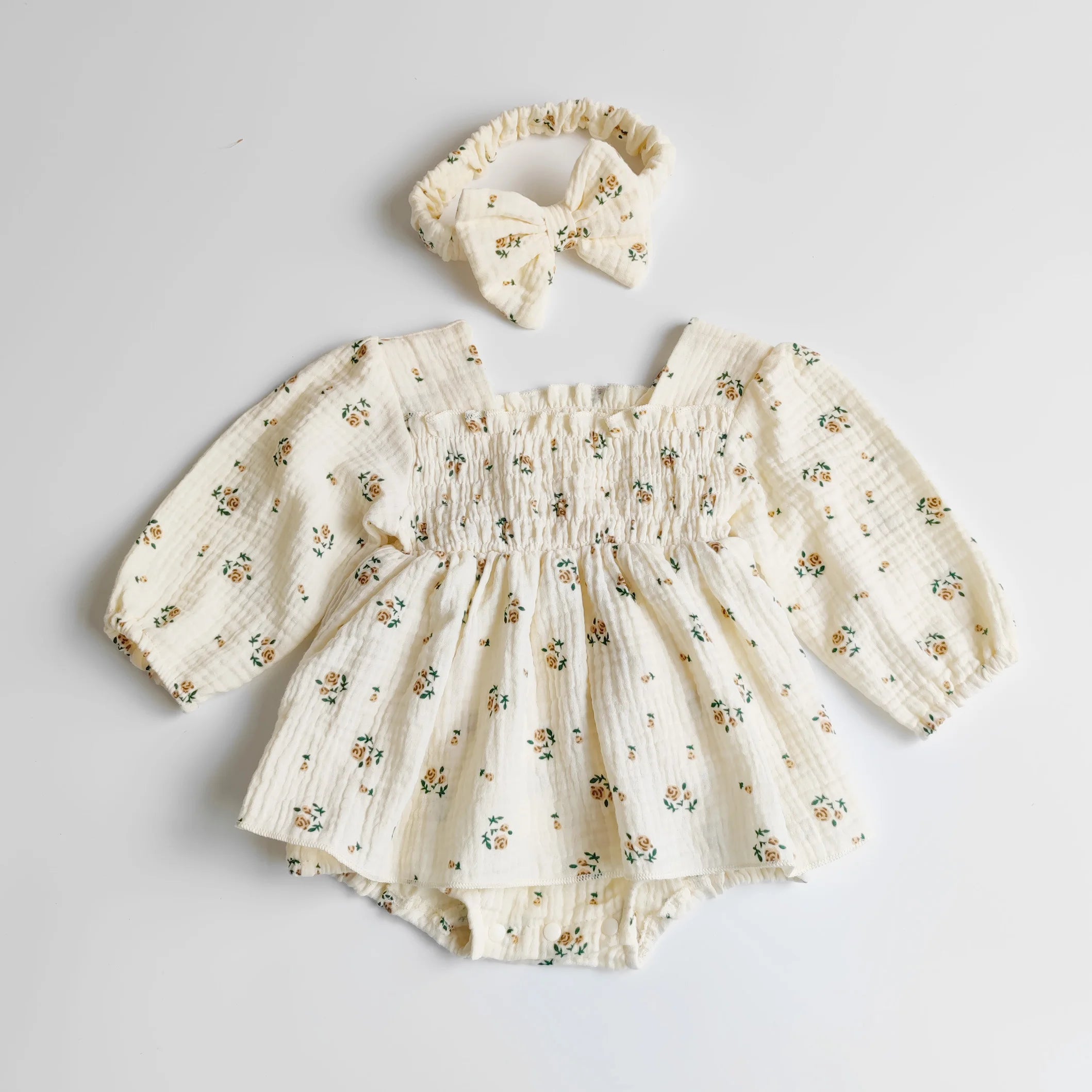 2PCS Floral Ruffle Baby Girls Clothes Bodysuit & One Piece Kids Baby Birthday Princesses Dress Jumpsuits Clothing