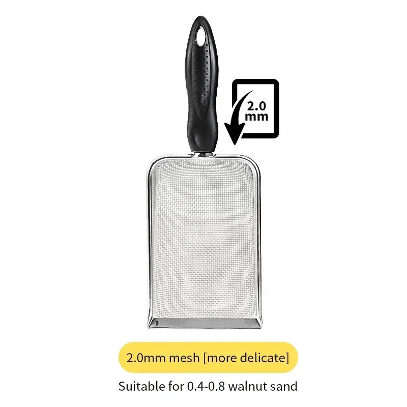 Cat Litter Scoop Fine Hole Stainless Steel Small Hole Cat Poop Shovel Tool Metal Dog Scoop Cleaning Brush AntiRust Litter Shovel