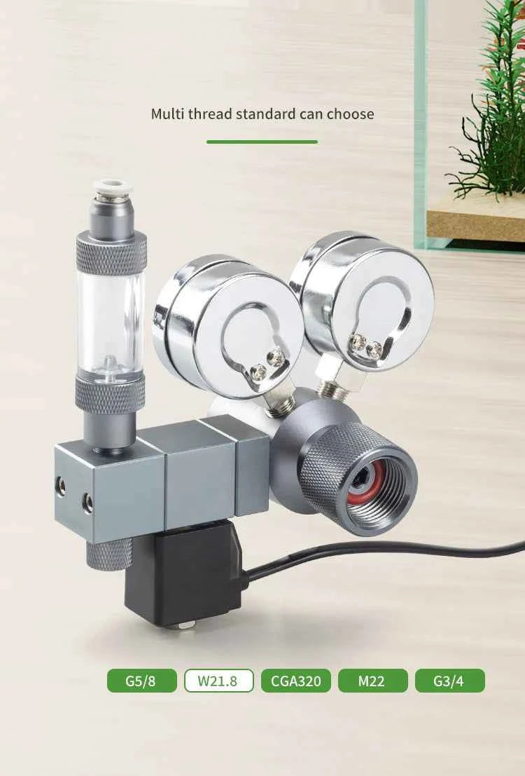 Aquarium CO2 regulator Dual meter solenoid valve Quick plug foam recorder  control system Fish tank CO2 pressure reducing valve