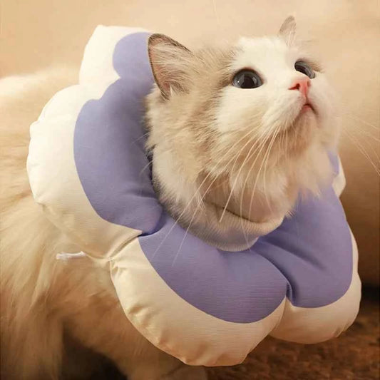 HOOPRT Cat Flower Elizabeth Cotton Neck Pet Collar Adjustable Anti-Bite Surgery Cute Solar Flower Neck Cone Beauty Head Cover