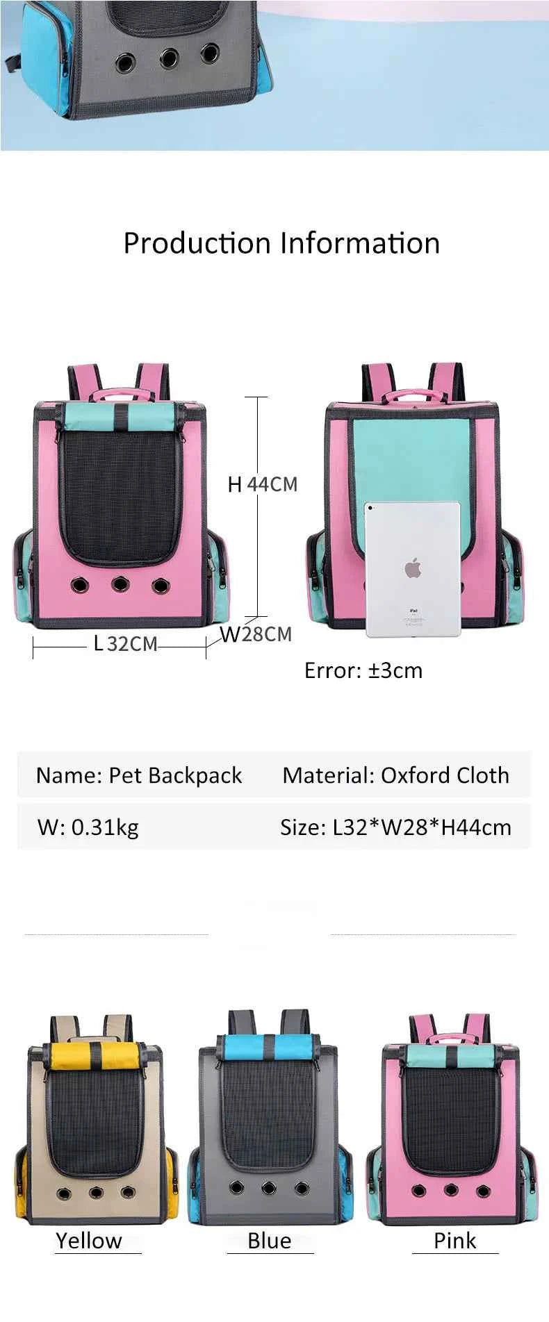 Breathable Pet Carrier Backpack for Cat and Dog, Astronaut Space Capsule, Window Transport Carrying Bag, High Quality