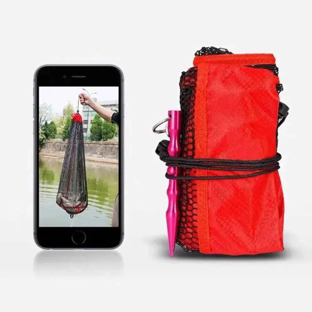 Drawstring Opening Design Fishing Basket Foldable Fishing Net Foldable Fishing Net Cage Live Fish Basket Portable