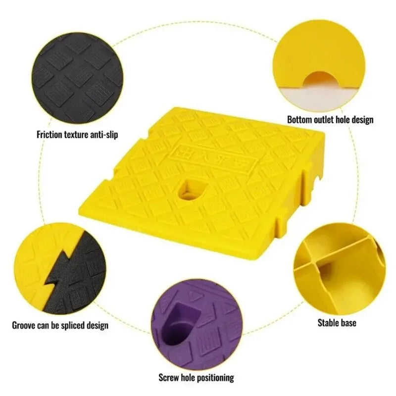 Car Driveway Ramp Kit 7/13cm Height  Portable Anti-Slip Wheel Chock Heavy Duty Threshold Ramps for Vehicle Maintenance & Loading