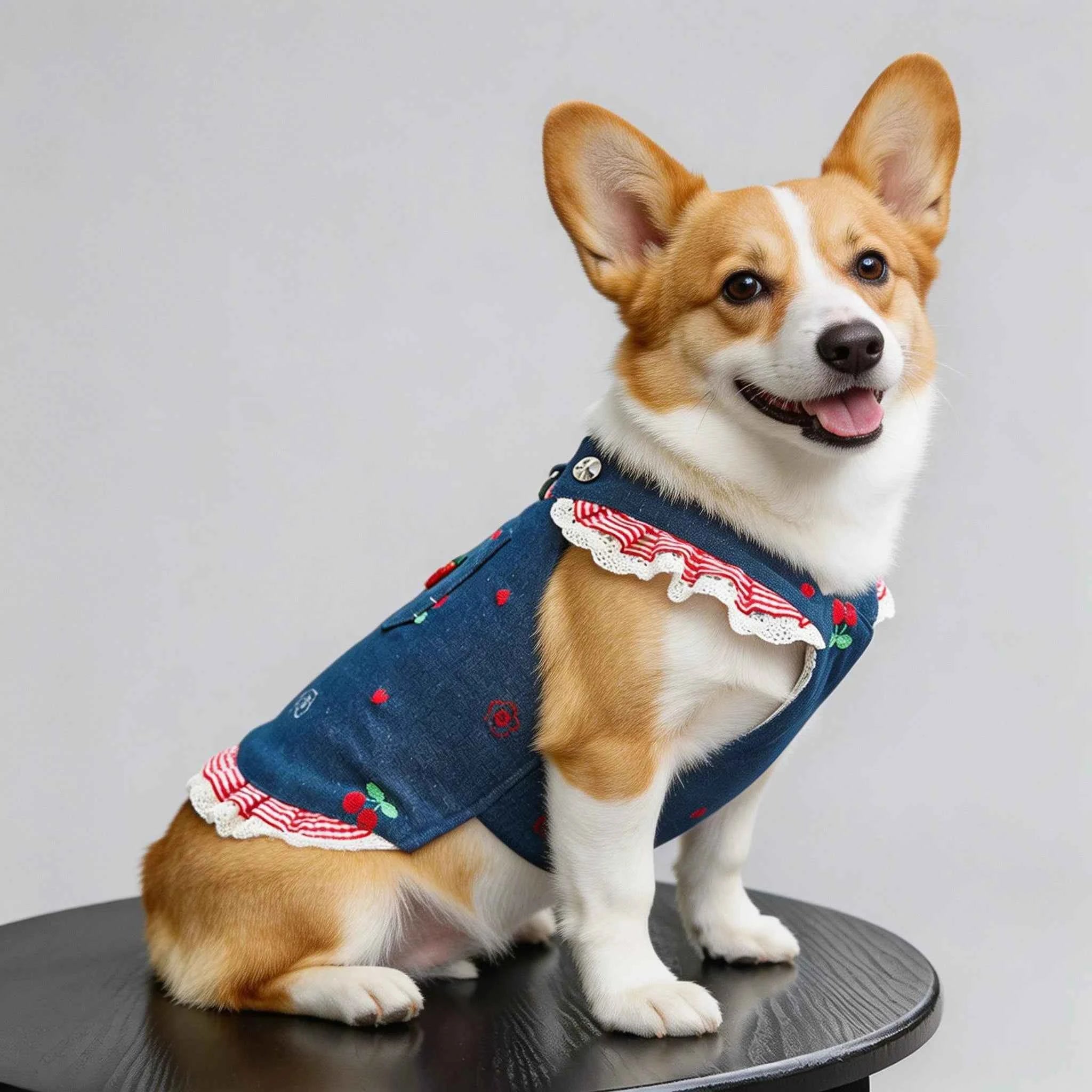 Dog Dress with leash Set Dog Clothes Chic Denim Costume  Cat Dog supplies  Soft Mesh Vest Puppy one piece