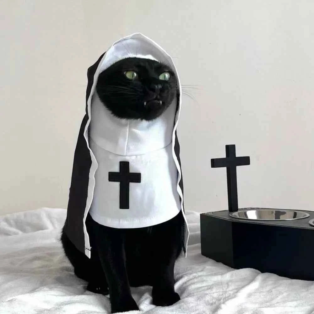 Christmas Pet Dog Cat Cosplay Costume Breathable Pet Accessories Puppy Kitten Nun Clothes Dress Up Halloween Jumpsuit Coat