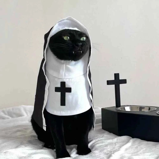 Christmas Pet Dog Cat Cosplay Costume Breathable Pet Accessories Puppy Kitten Nun Clothes Dress Up Halloween Jumpsuit Coat