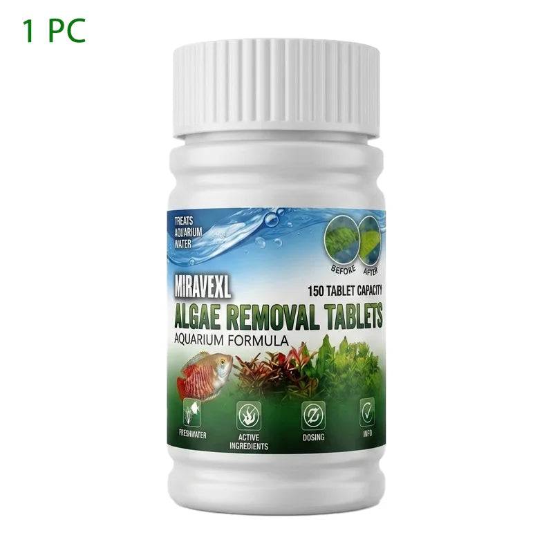 150 Tablets Fish Tank Algae Remover Aquarium Cleaner Rapid Green Water Treatment Algae Control Chips for Pond & Tank
