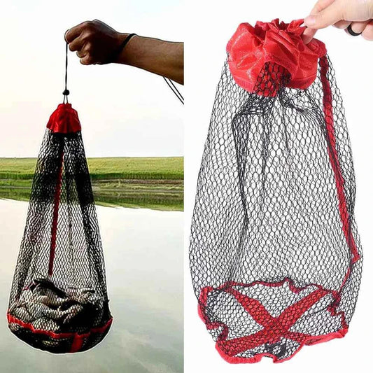 Drawstring Fishing Mesh Bag Fish Protection Fishing Basket Live Fish Net Pocket Thickening Bundle Mouth Fishing Net Cage