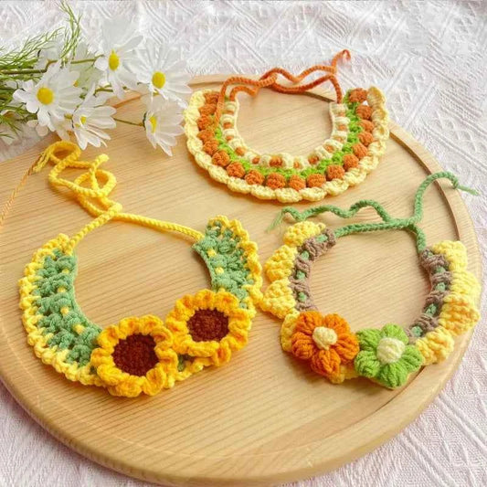 Hand-crocheted Adjustable Elastic Pet Scarf, Cute and Sweet Style Pet Collar,small Dog Scarf, Party Decoration Pet Dress-up Set