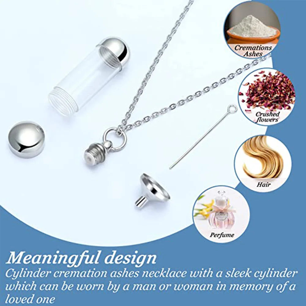 Stainless Steel Cremation Jewelry Transparant Glass Keepsake Loved Ones Ashes Holder Keepsake Human Ashes Memorial Pendant